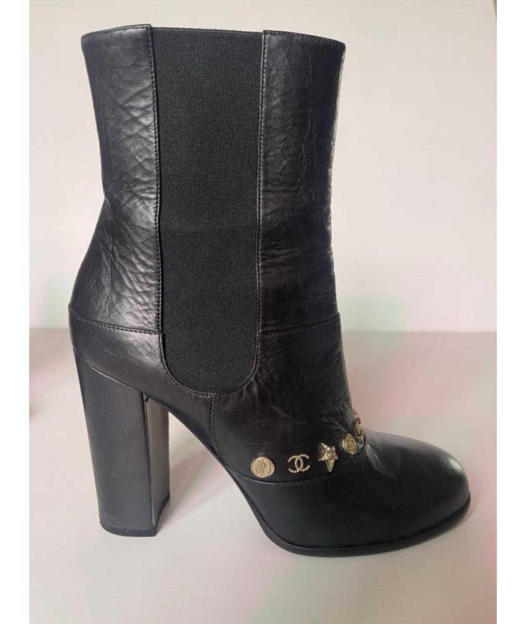CHANEL Черные кожаные ботильоны, фото 9