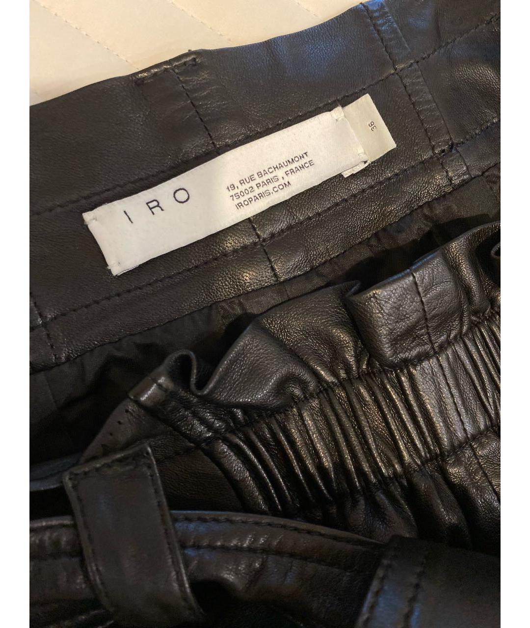 IRO Черные кожаные брюки широкие, фото 4