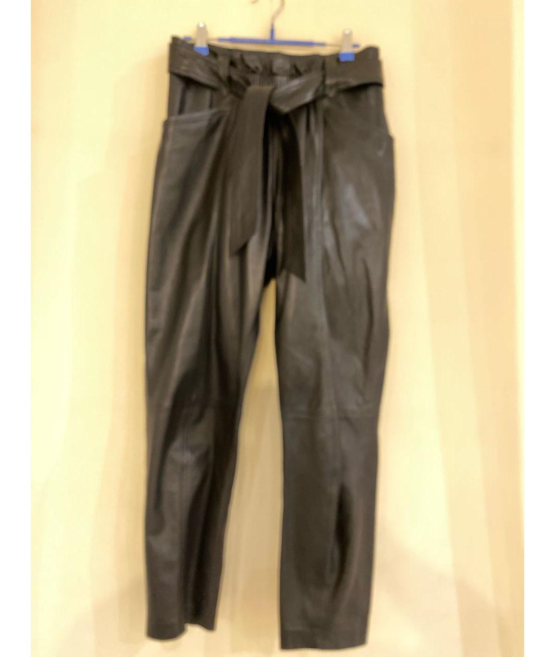 IRO Черные кожаные брюки широкие, фото 3