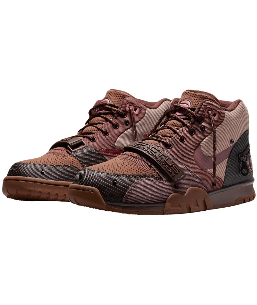 NIKE Коричневые текстильные высокие кроссовки / кеды, фото 2