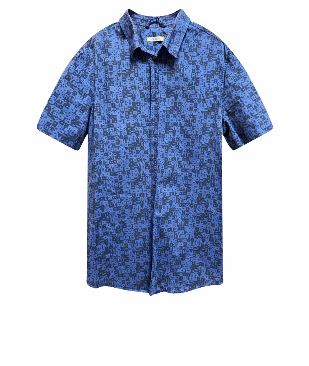 ICEBERG Синяя хлопковая кэжуал рубашка, фото 1