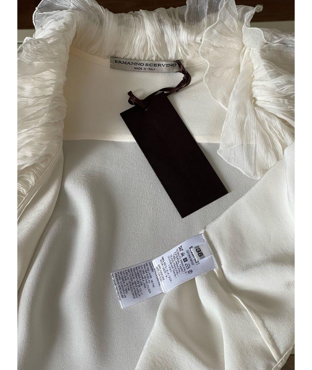 ERMANNO SCERVINO Белая шелковая блузы, фото 3