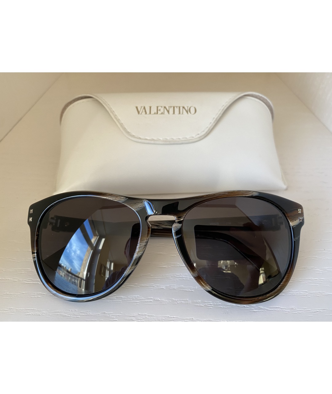 VALENTINO Коричневые пластиковые солнцезащитные очки, фото 2