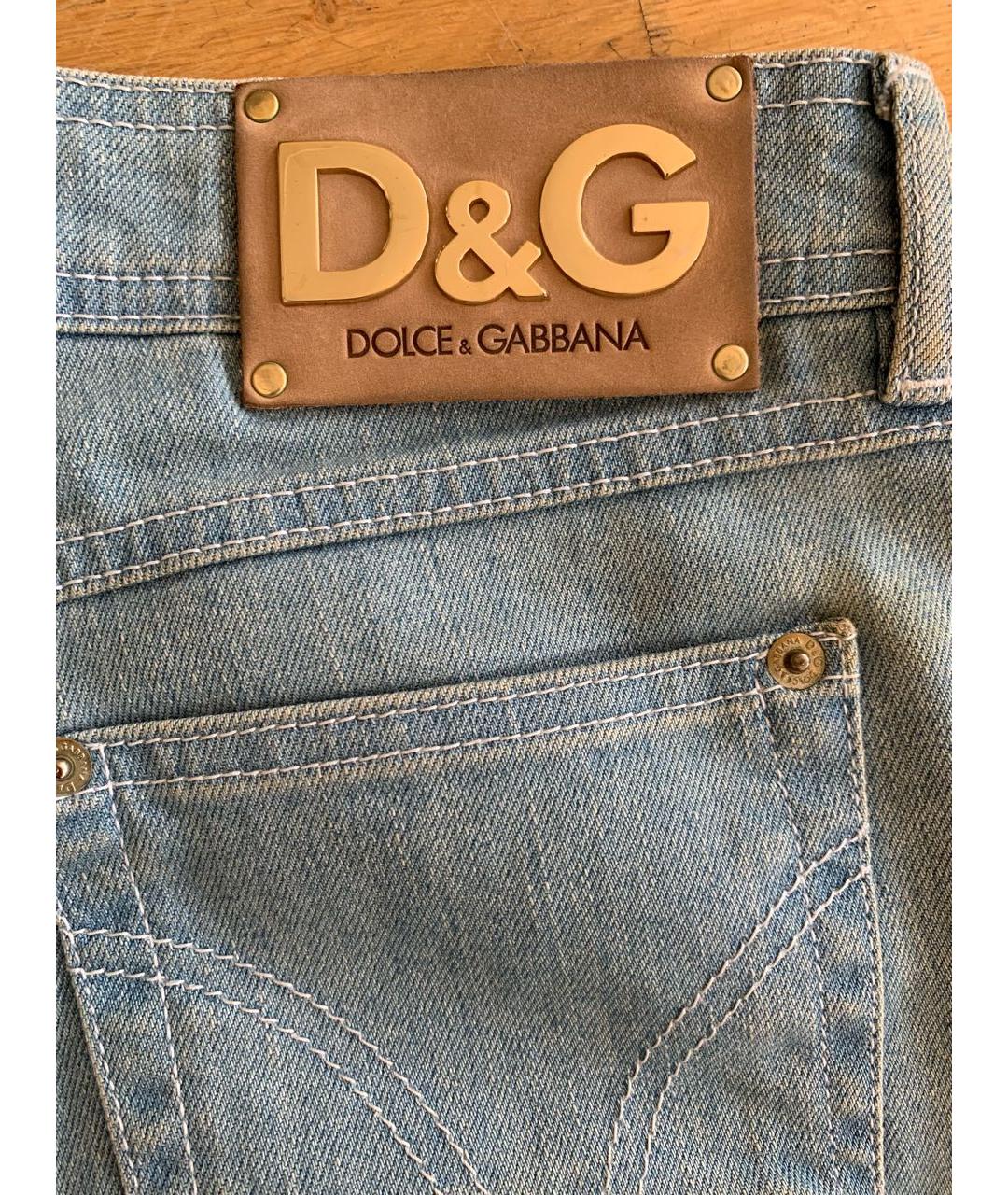 DOLCE&GABBANA Голубые хлопковые прямые джинсы, фото 2