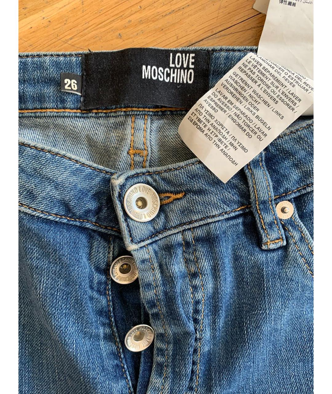 LOVE MOSCHINO Голубые хлопковые джинсы слим, фото 2