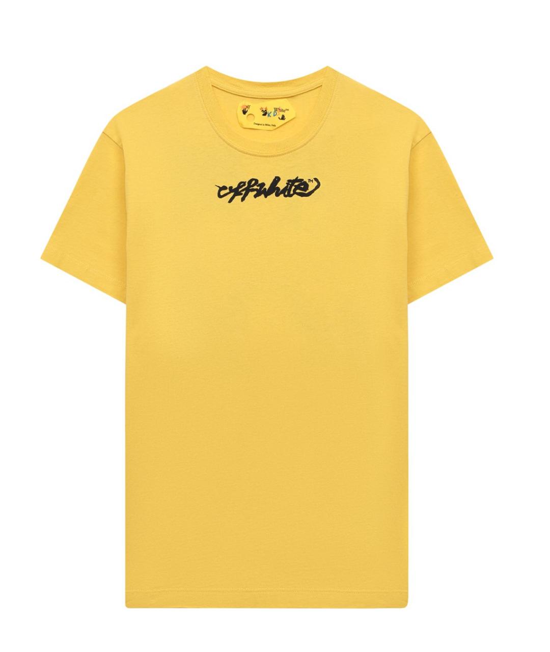 OFF-WHITE Желтая хлопковая детская футболка, фото 1
