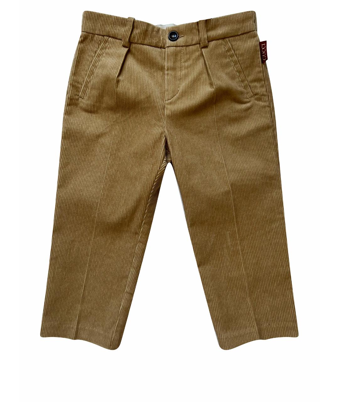 GUCCI Коричневые хлопковые брюки и шорты, фото 1