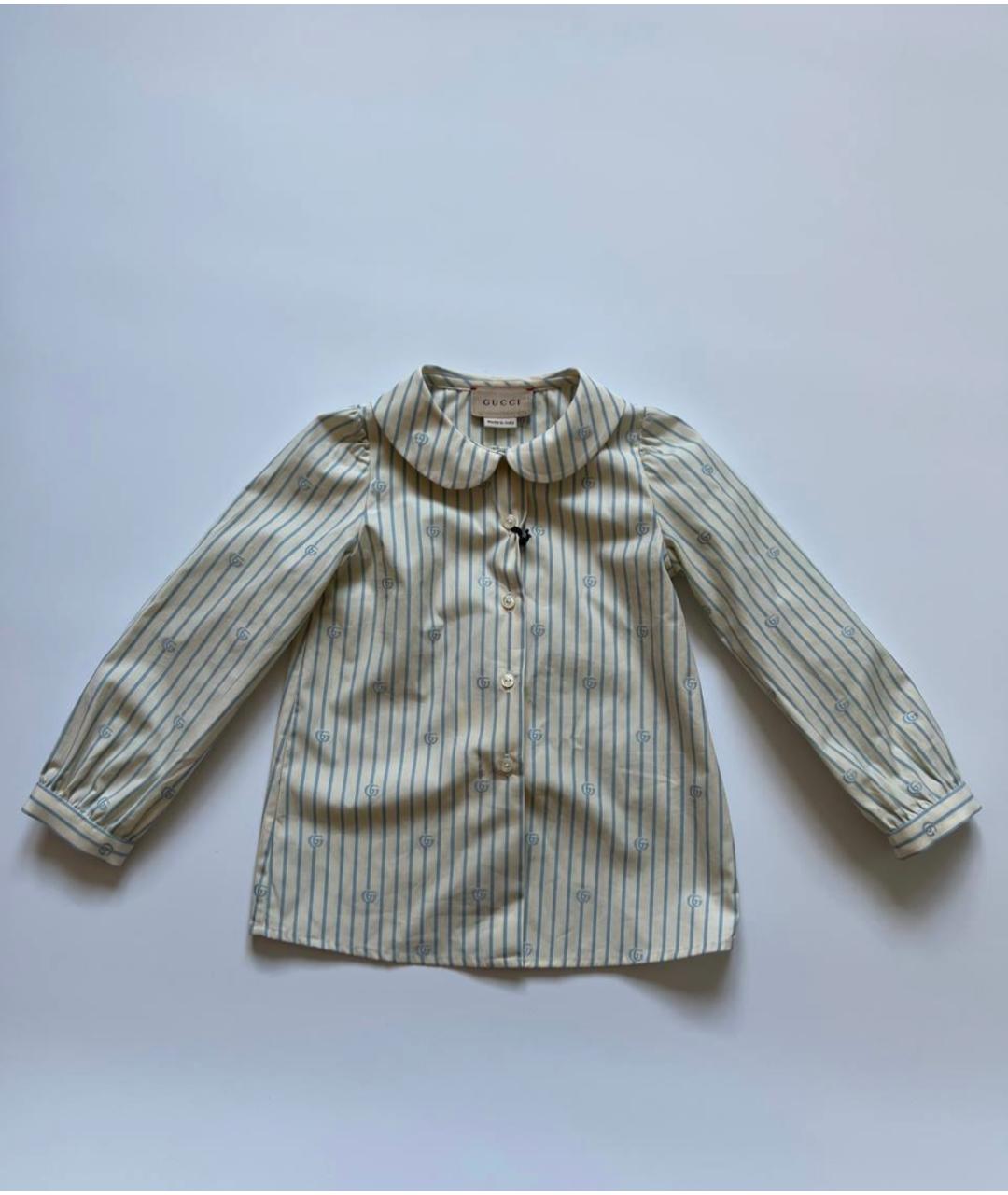 GUCCI Бежевая хлопковая блузка для девочек, фото 3