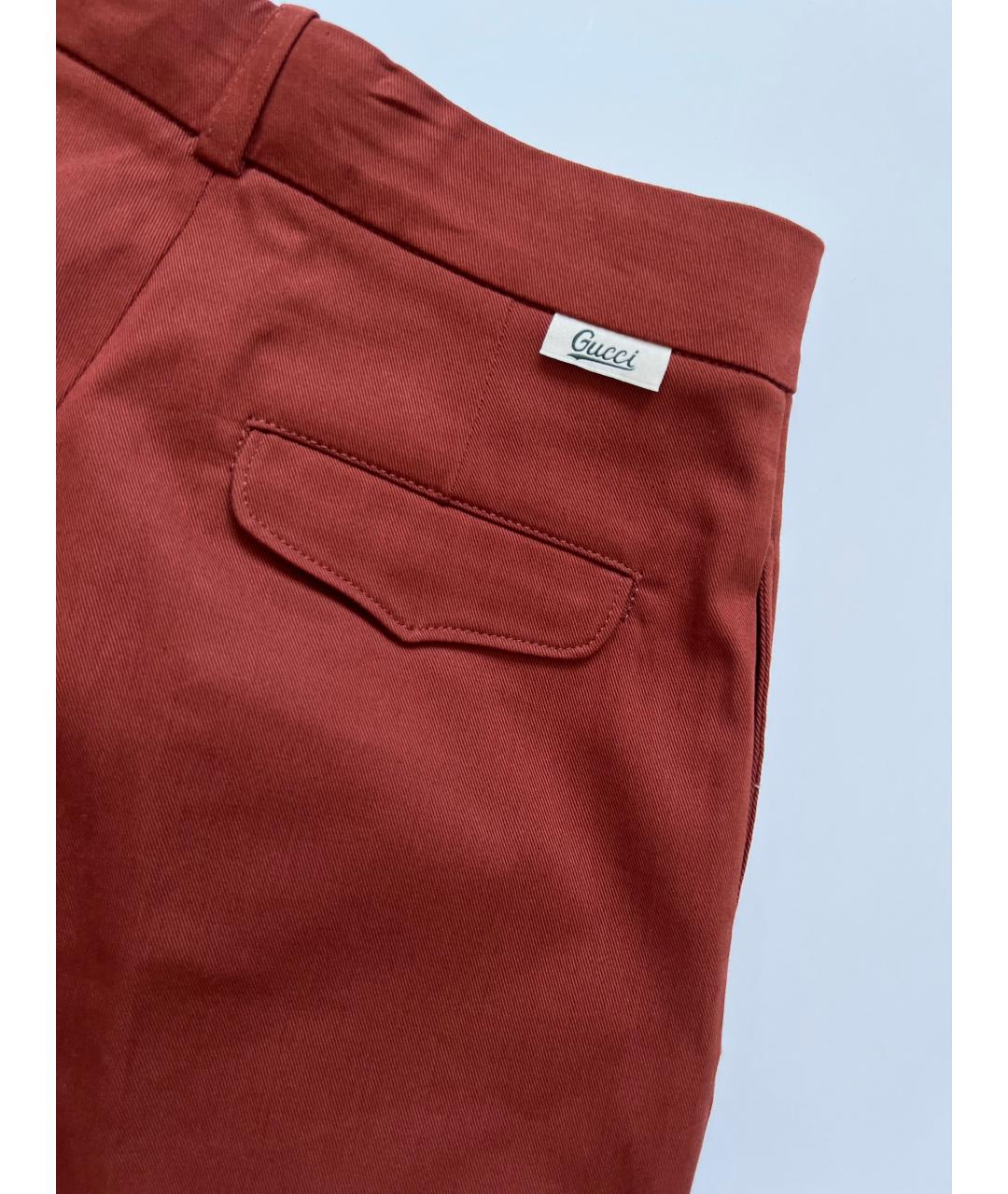 GUCCI Бордовые хлопковые брюки и шорты, фото 3