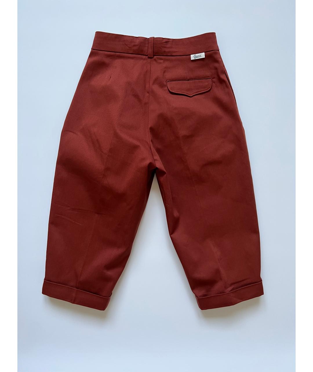 GUCCI Бордовые хлопковые брюки и шорты, фото 2