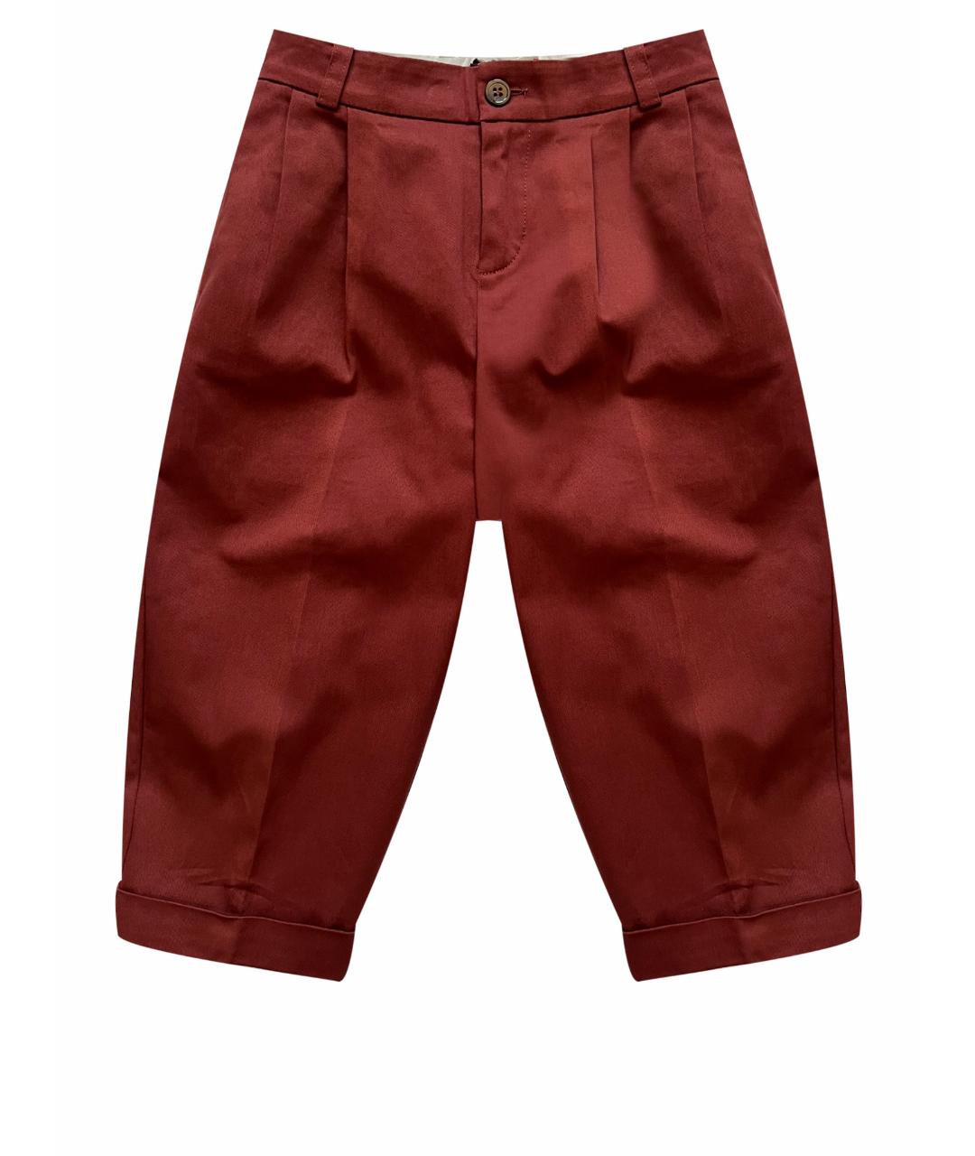 GUCCI Бордовые хлопковые брюки и шорты, фото 1