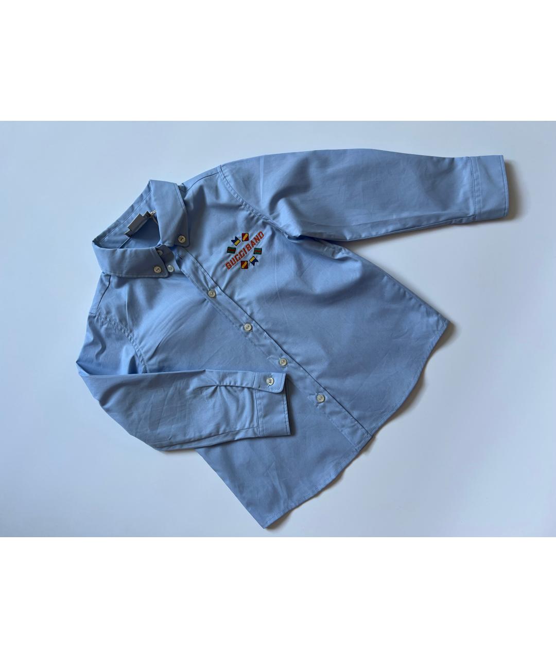 GUCCI Голубая хлопковая детская рубашка, фото 5