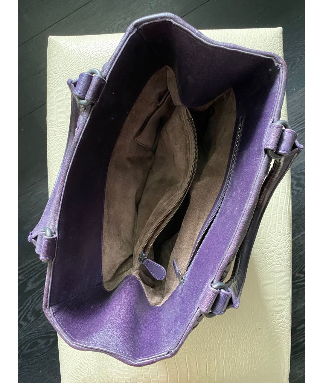 BOTTEGA VENETA Фиолетовая кожаная сумка тоут, фото 4