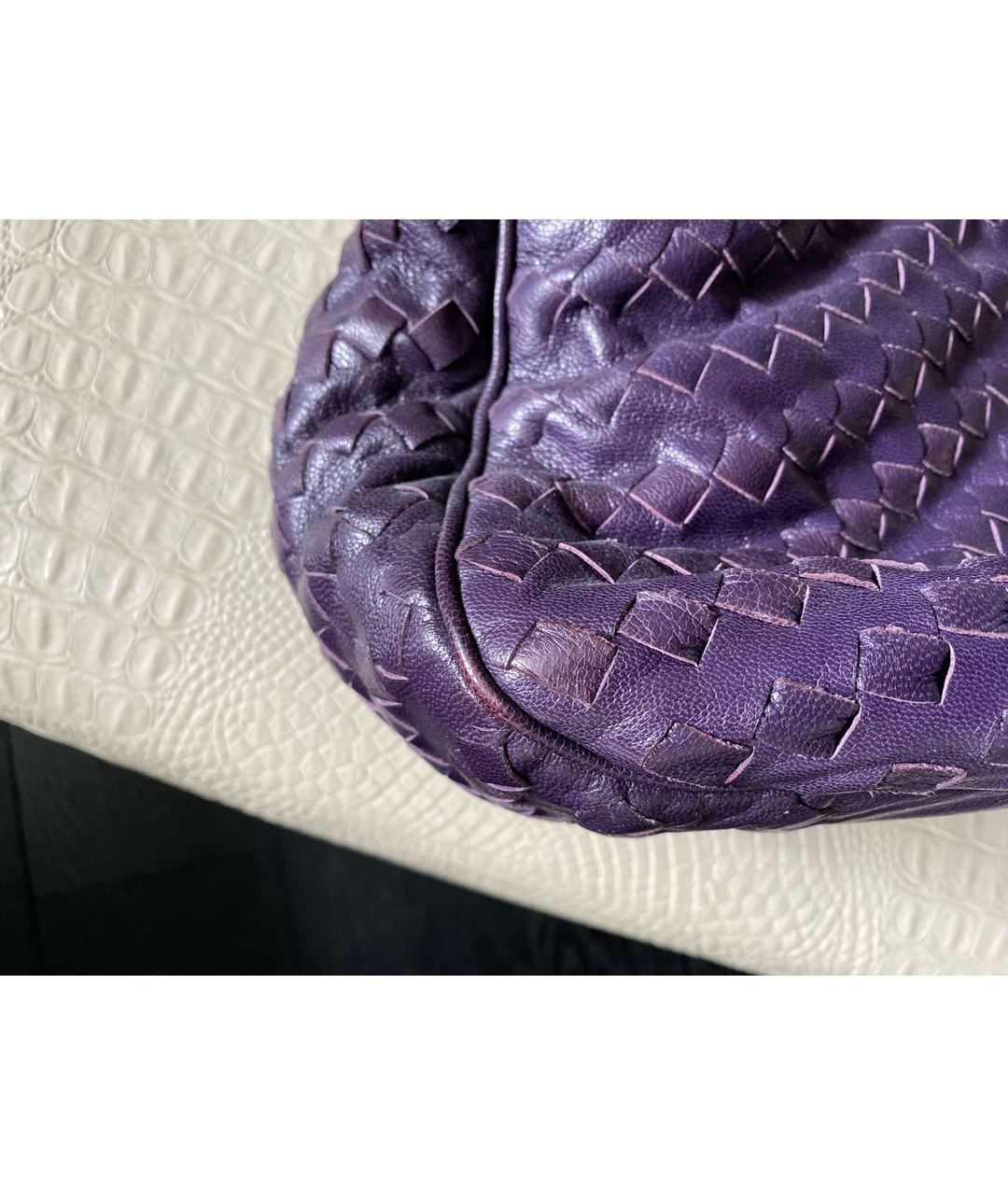 BOTTEGA VENETA Фиолетовая кожаная сумка тоут, фото 7