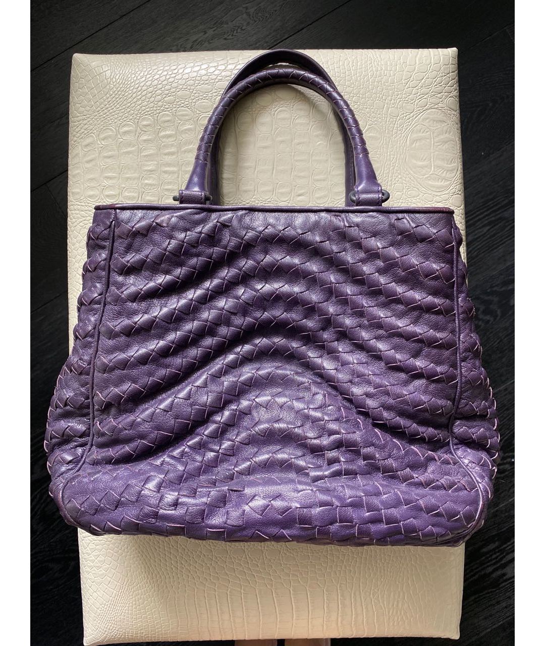 BOTTEGA VENETA Фиолетовая кожаная сумка тоут, фото 9