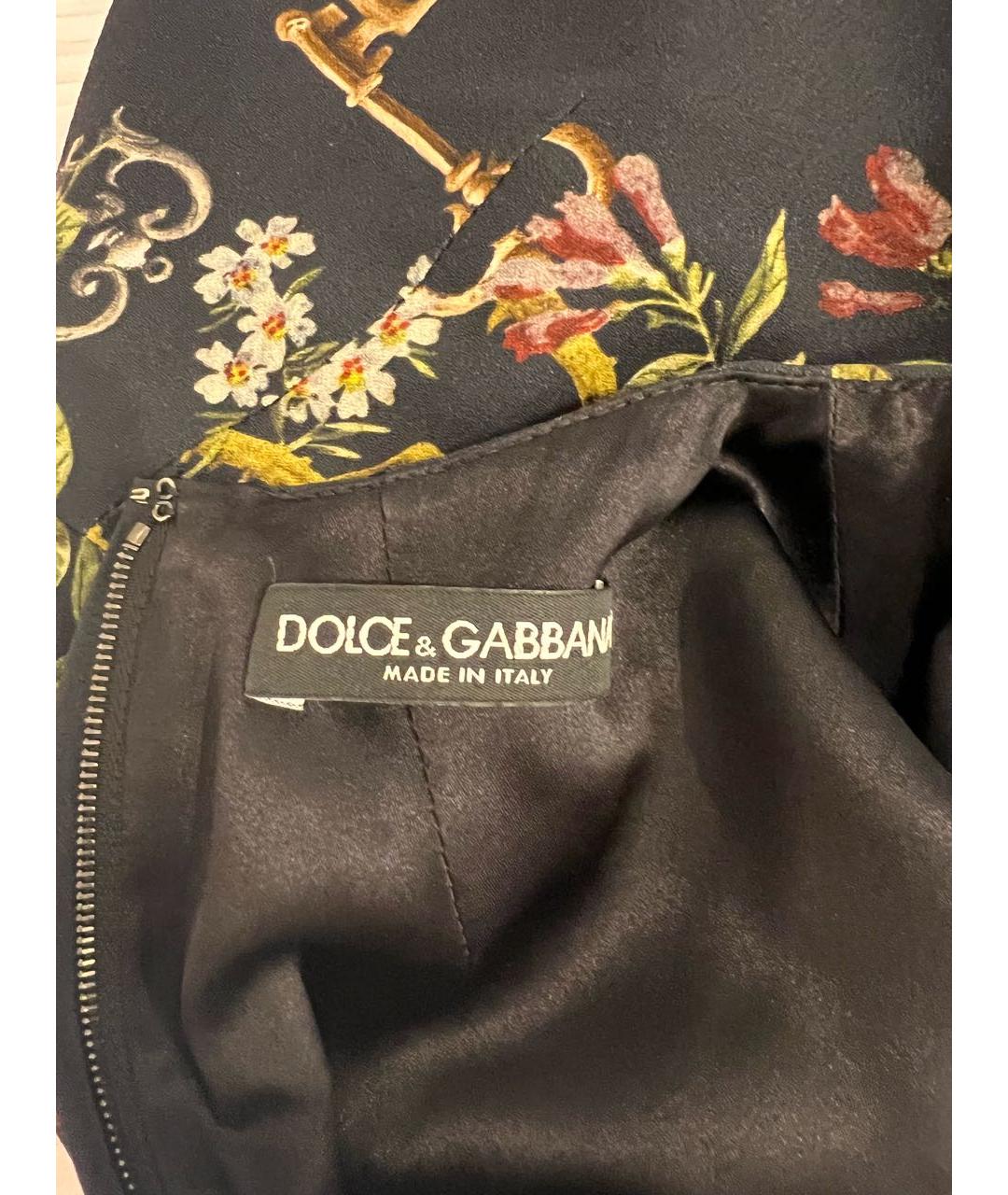 DOLCE&GABBANA Черное шелковое повседневное платье, фото 7