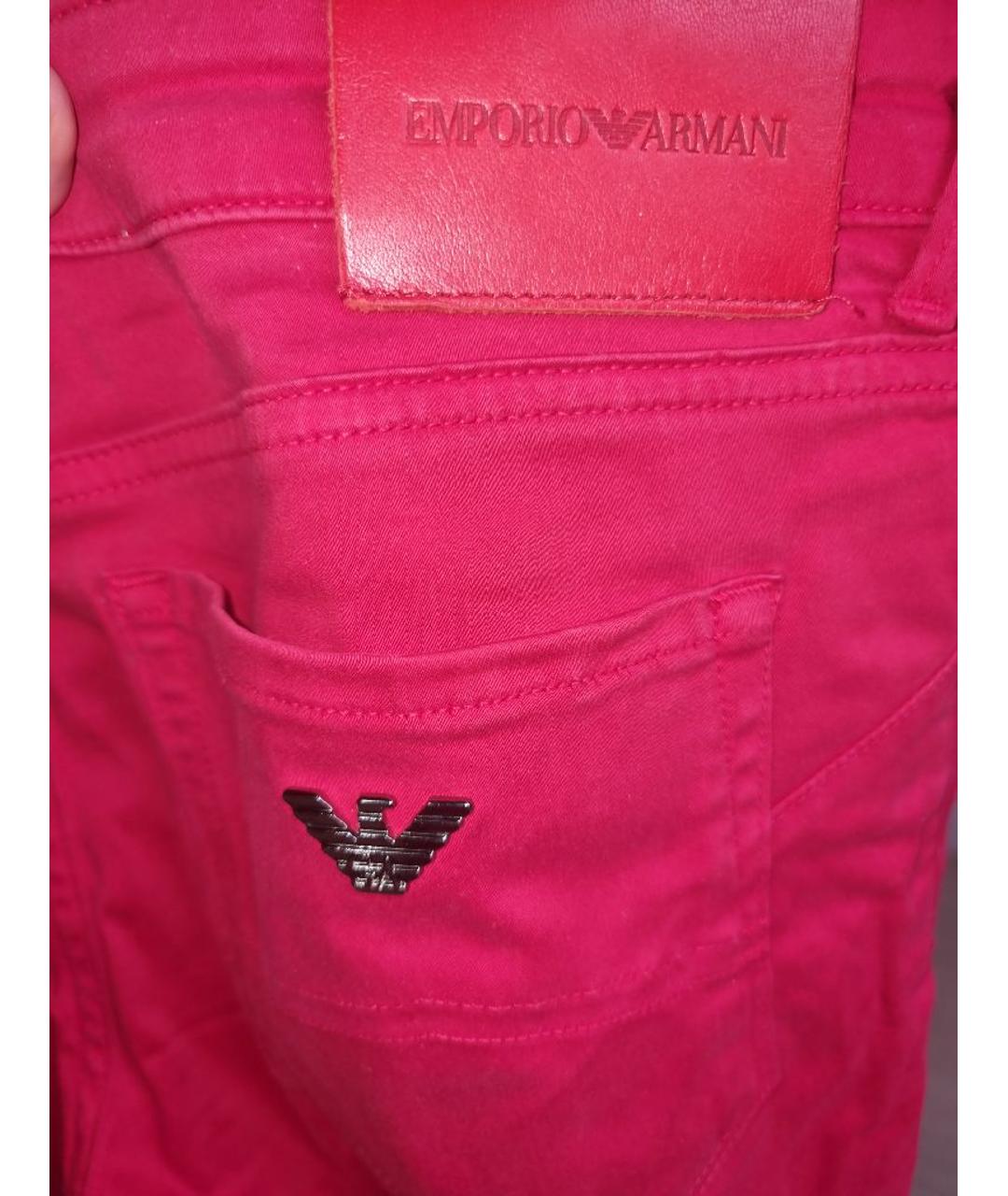 EMPORIO ARMANI Красные хлопко-эластановые джинсы слим, фото 5