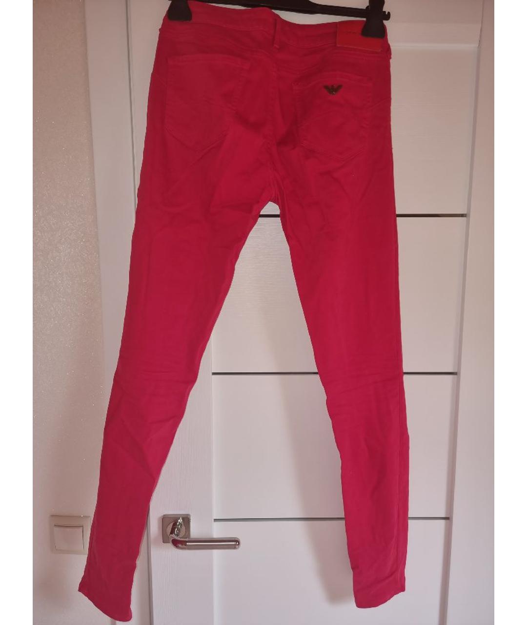 EMPORIO ARMANI Красные хлопко-эластановые джинсы слим, фото 2