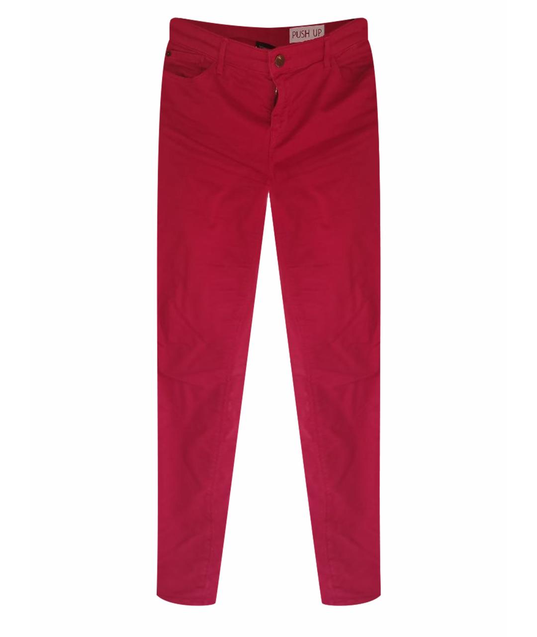 EMPORIO ARMANI Красные хлопко-эластановые джинсы слим, фото 1