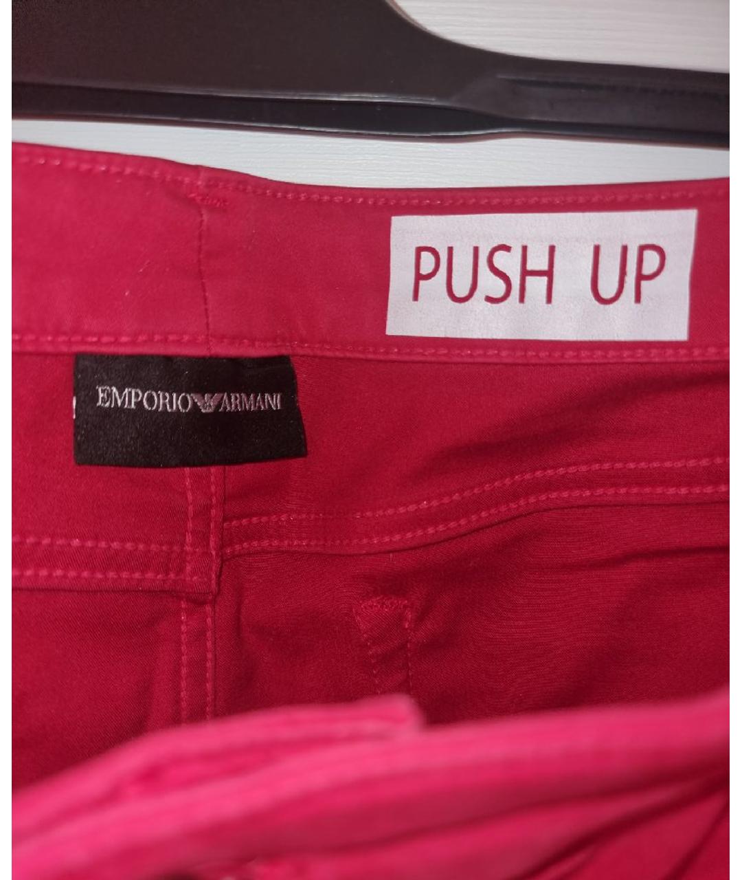 EMPORIO ARMANI Красные хлопко-эластановые джинсы слим, фото 3