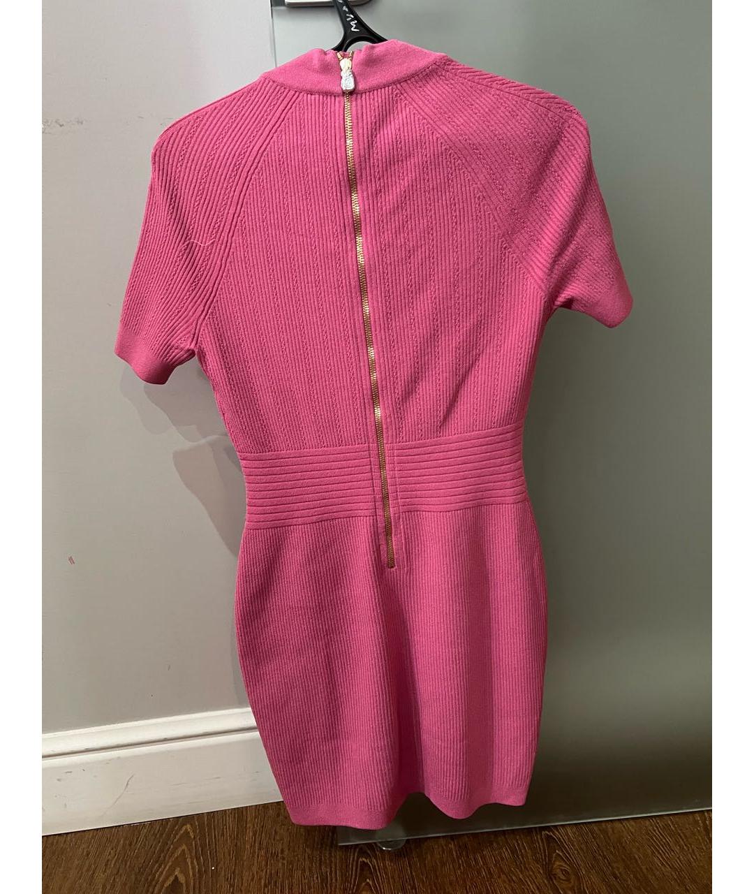 BALMAIN Розовое синтетическое коктейльное платье, фото 2