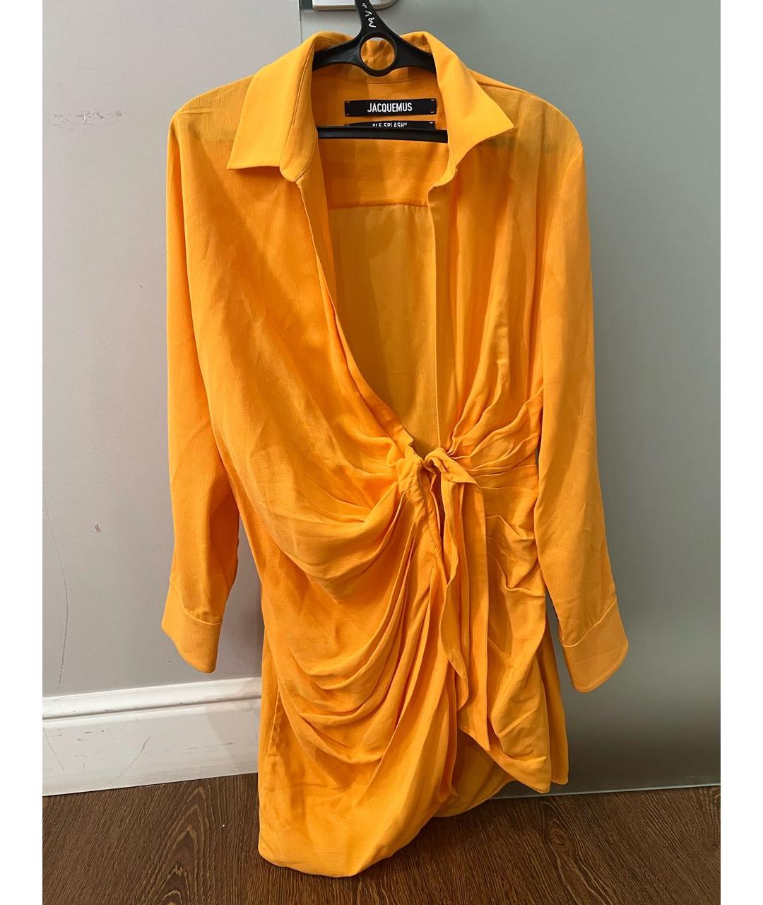 JACQUEMUS Оранжевое хлопковое коктейльное платье, фото 5