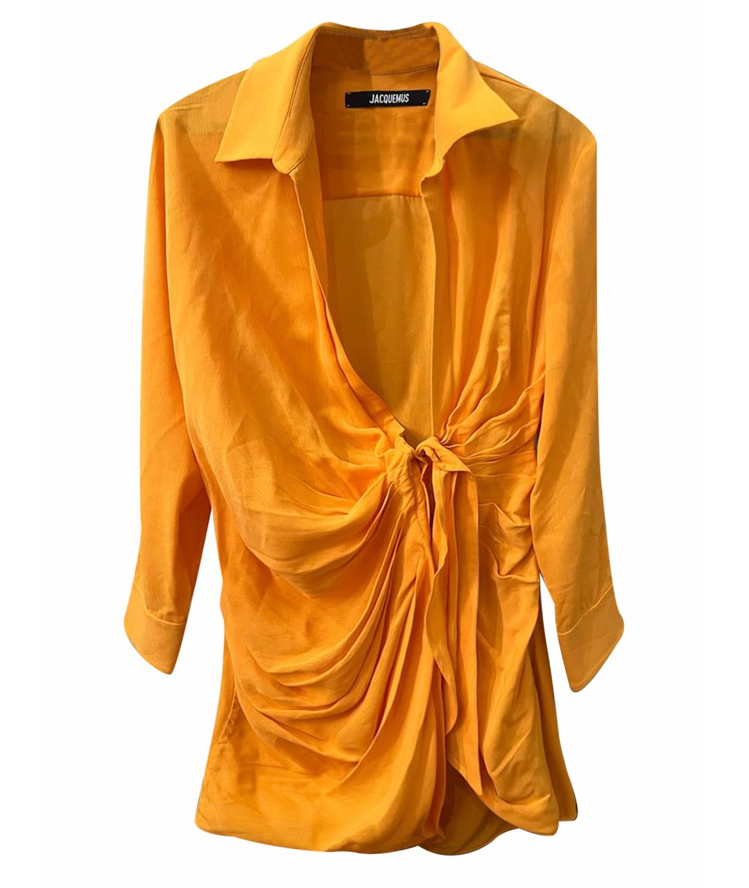 JACQUEMUS Оранжевое хлопковое коктейльное платье, фото 6