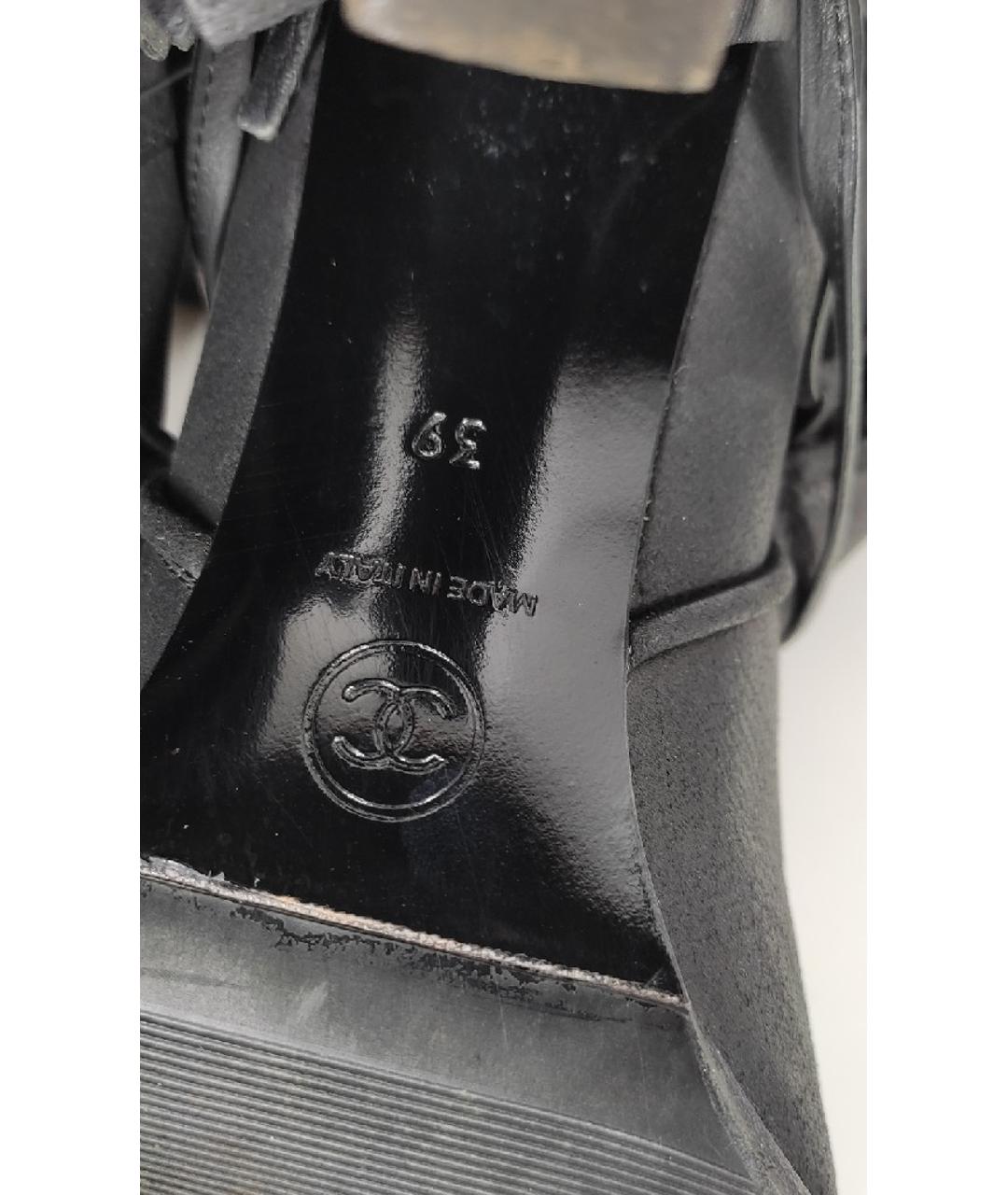 CHANEL PRE-OWNED Черные кожаные полусапоги, фото 5