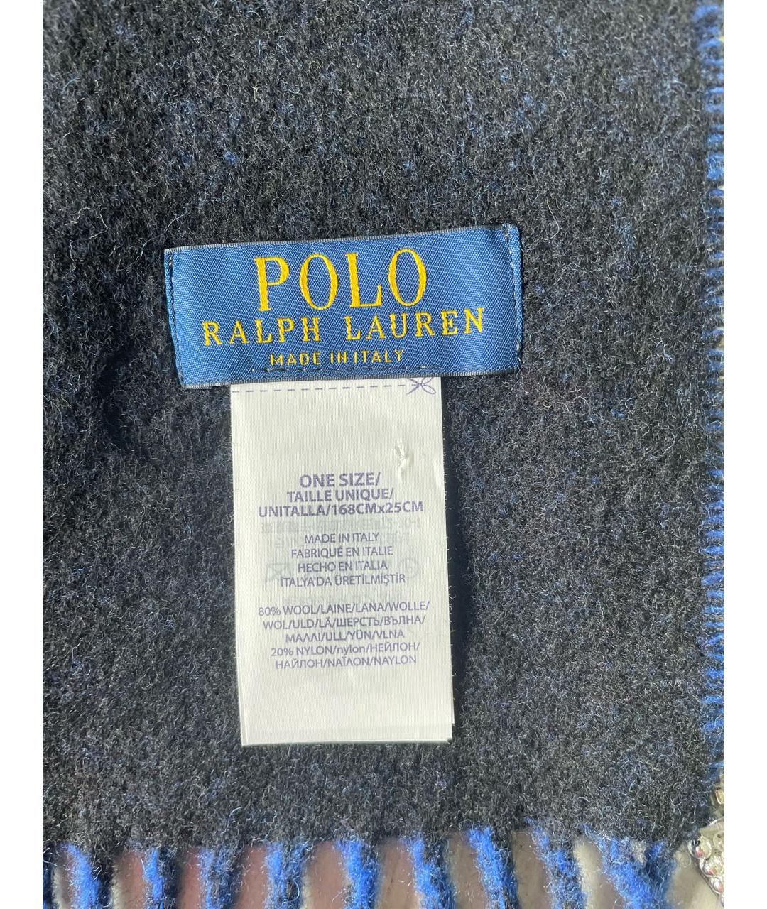 POLO RALPH LAUREN Синий шерстяной шарф, фото 4