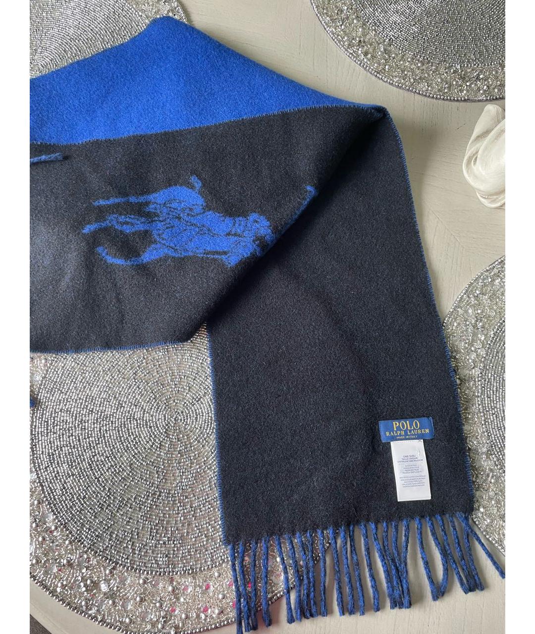 POLO RALPH LAUREN Синий шерстяной шарф, фото 3