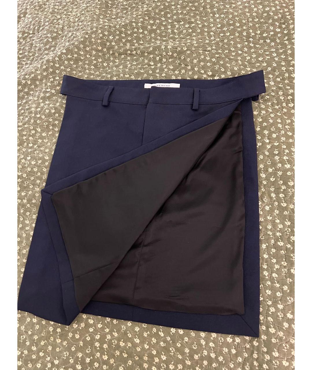 GIVENCHY Темно-синяя шерстяная юбка-шорты, фото 5