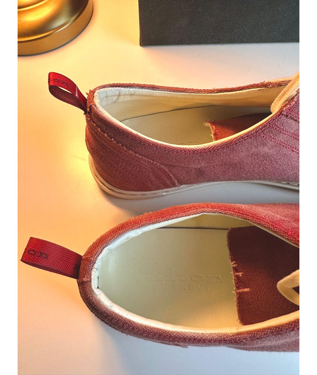 KITON Красные текстильные низкие кроссовки / кеды, фото 6