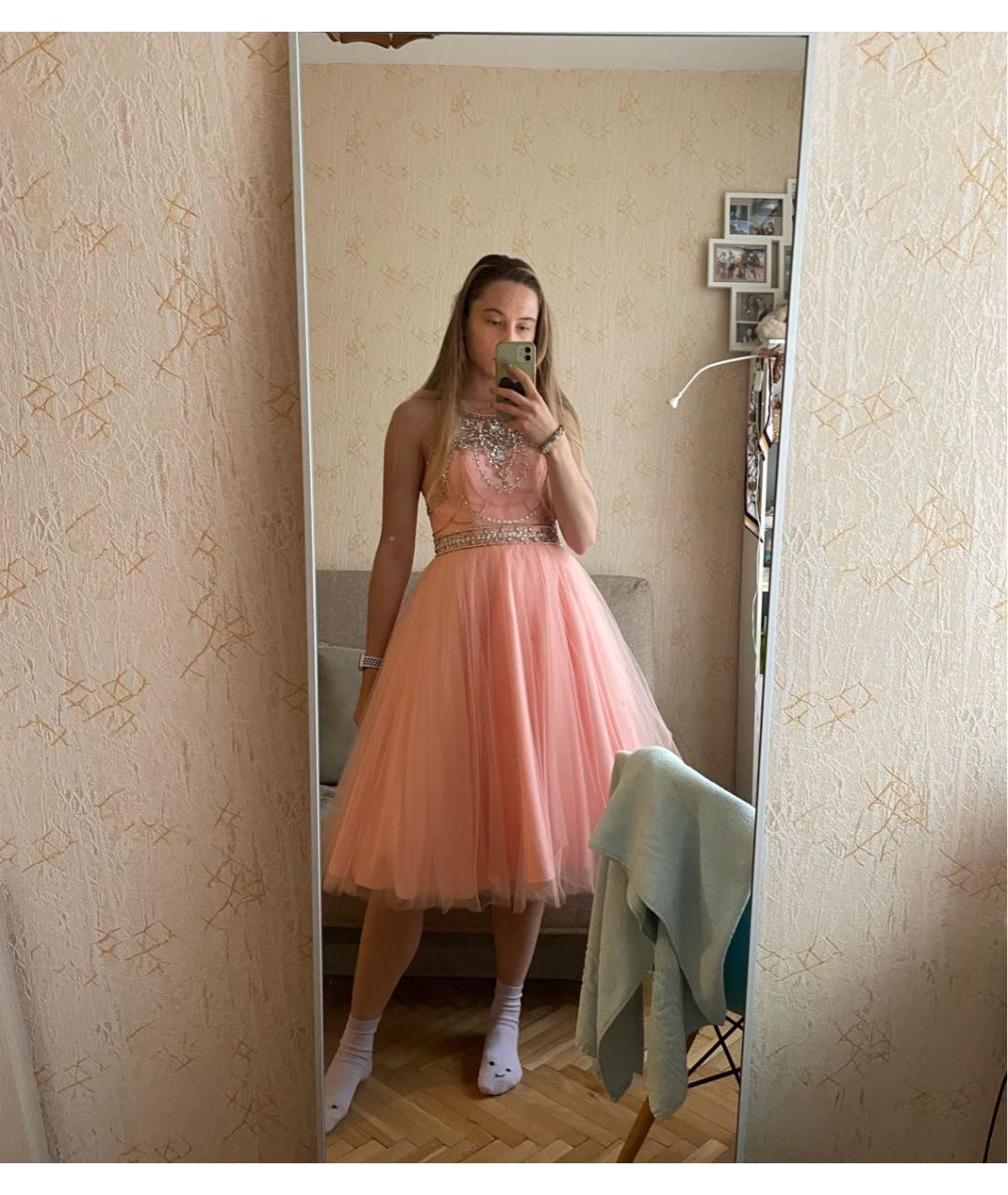 FOREVER UNIQUE Розовое шифоновое вечернее платье, фото 5