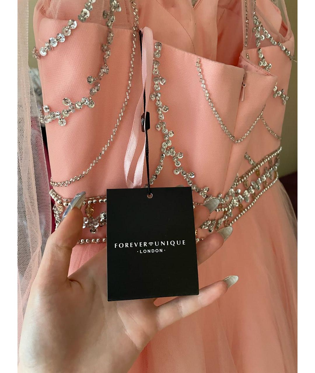 FOREVER UNIQUE Розовое шифоновое вечернее платье, фото 3