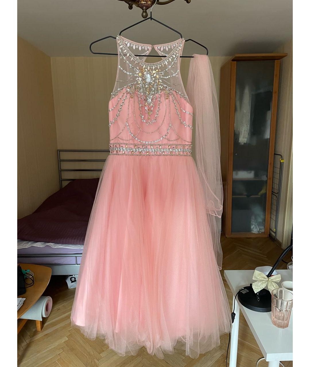 FOREVER UNIQUE Розовое шифоновое вечернее платье, фото 8