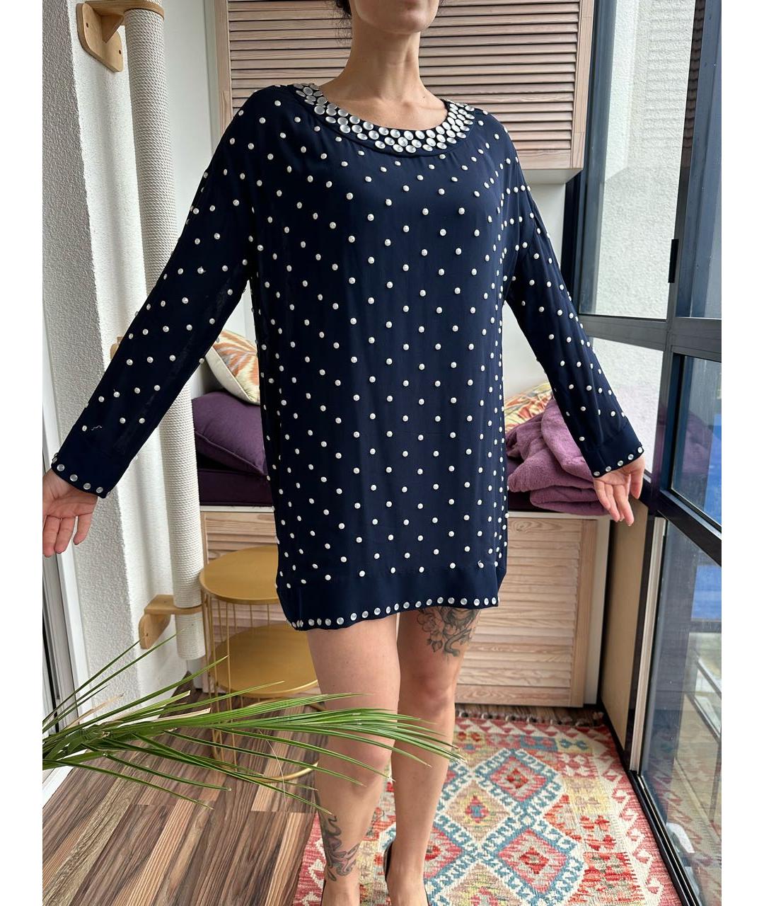 DIANE VON FURSTENBERG Темно-синее шелковое коктейльное платье, фото 5
