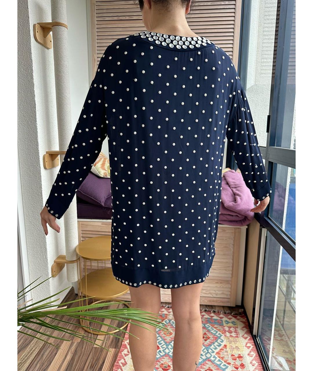 DIANE VON FURSTENBERG Темно-синее шелковое коктейльное платье, фото 8