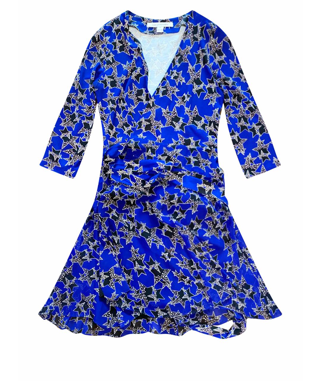 DIANE VON FURSTENBERG Темно-синее шелковое повседневное платье, фото 1