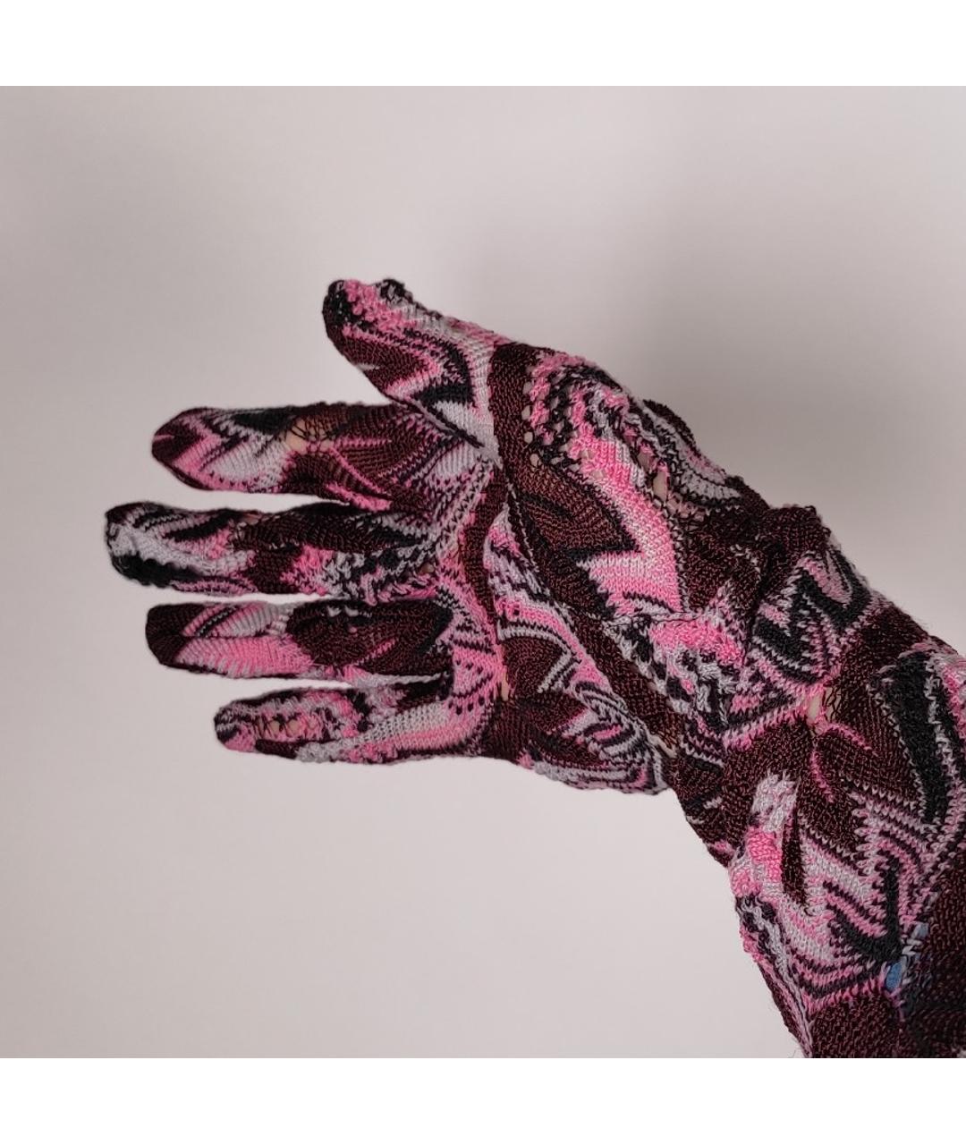 MISSONI Бордовые шерстяные перчатки, фото 3