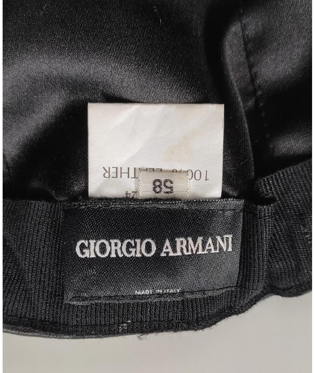 GIORGIO ARMANI Черная кожаная шапка, фото 4