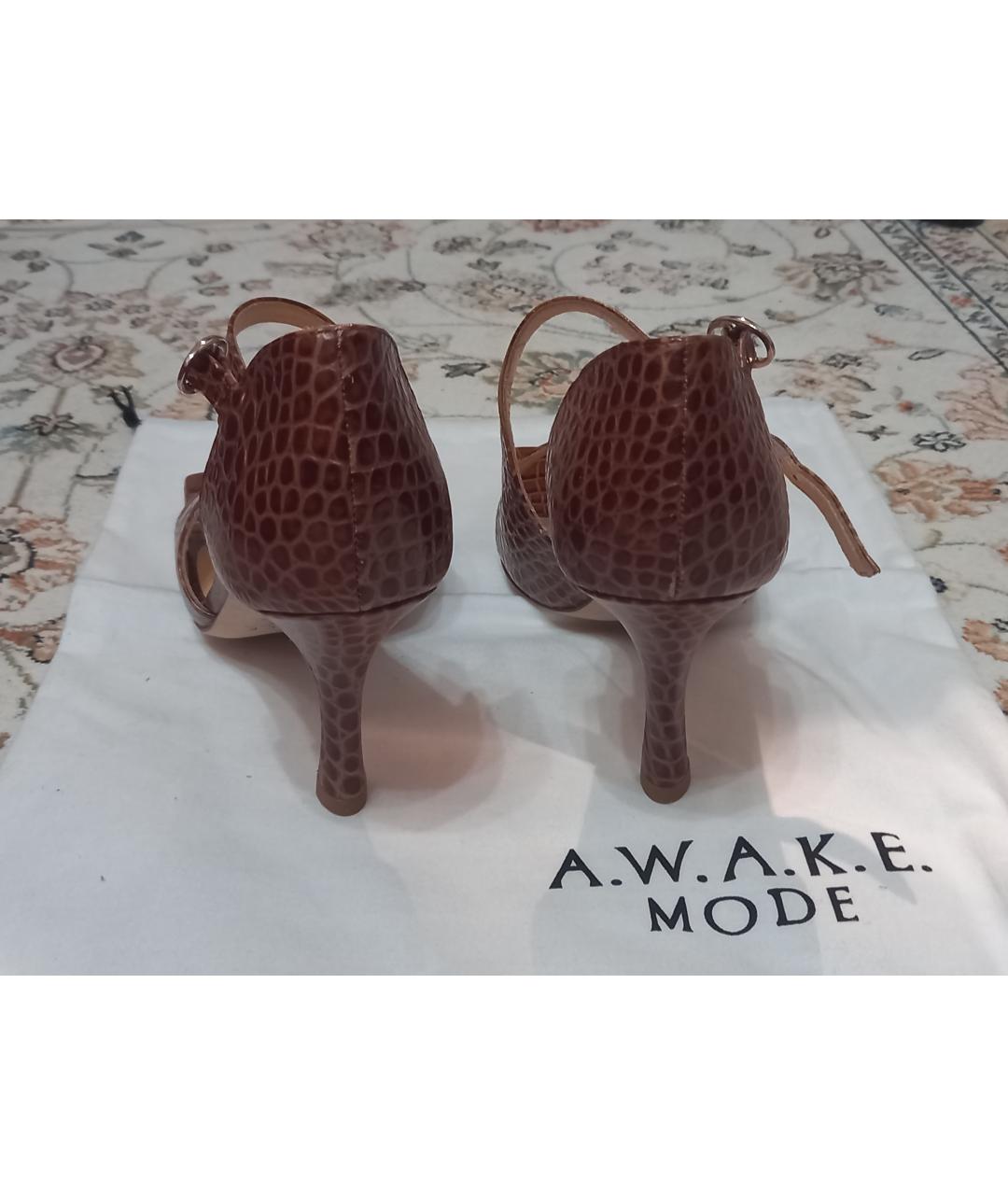 A.W.A.K.E. MODE Коричневые кожаные туфли, фото 2