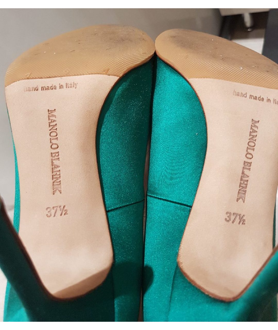 MANOLO BLAHNIK Зеленые текстильные туфли, фото 7