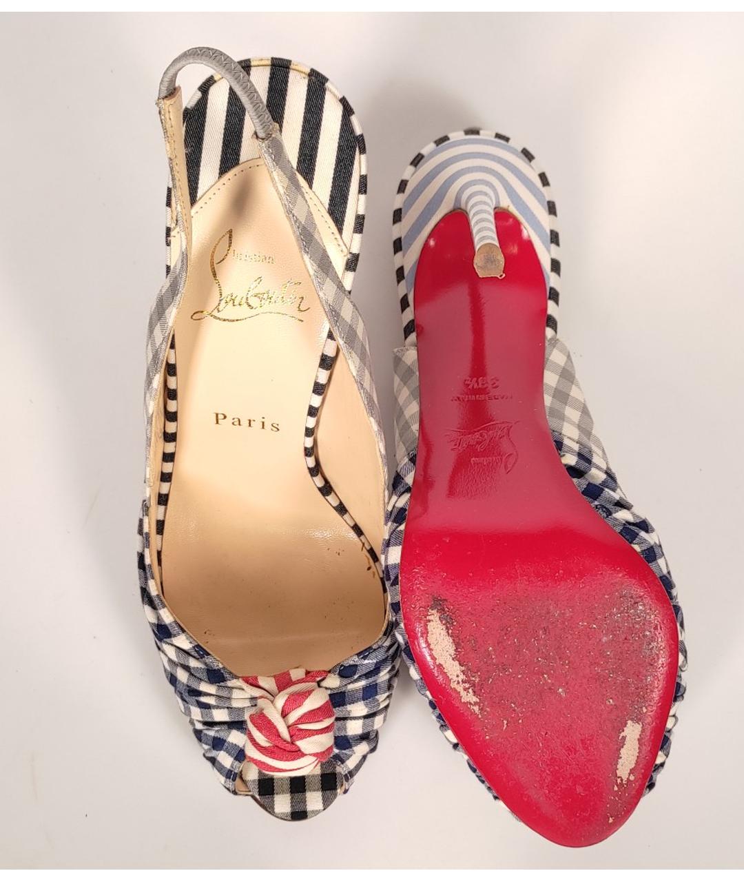 CHRISTIAN LOUBOUTIN Синие текстильные босоножки, фото 5