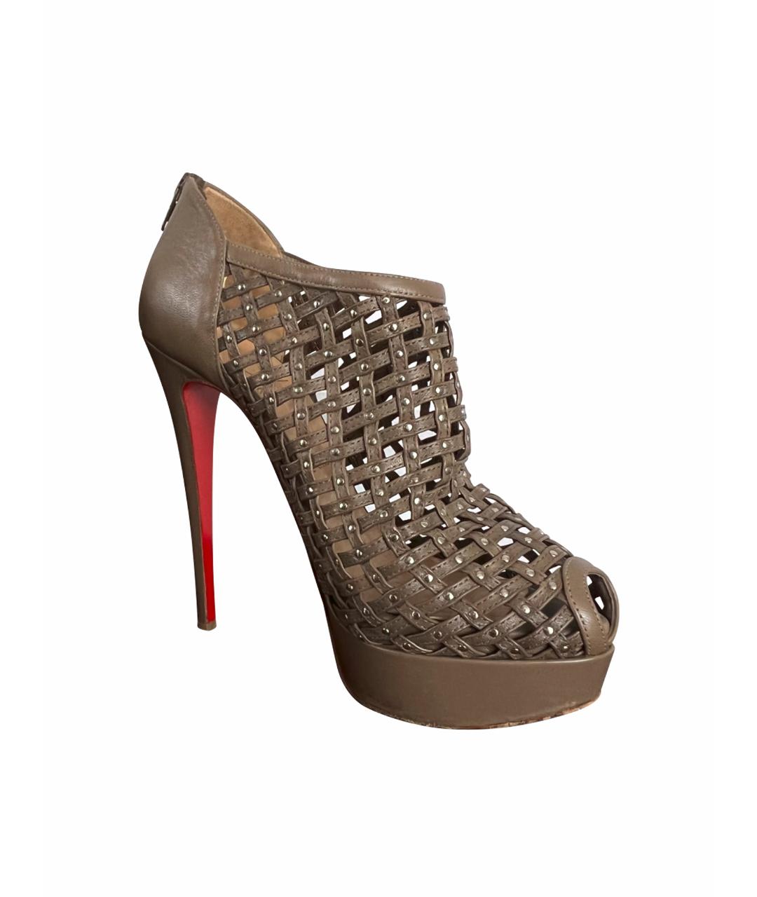 CHRISTIAN LOUBOUTIN Бежевые кожаные босоножки, фото 1