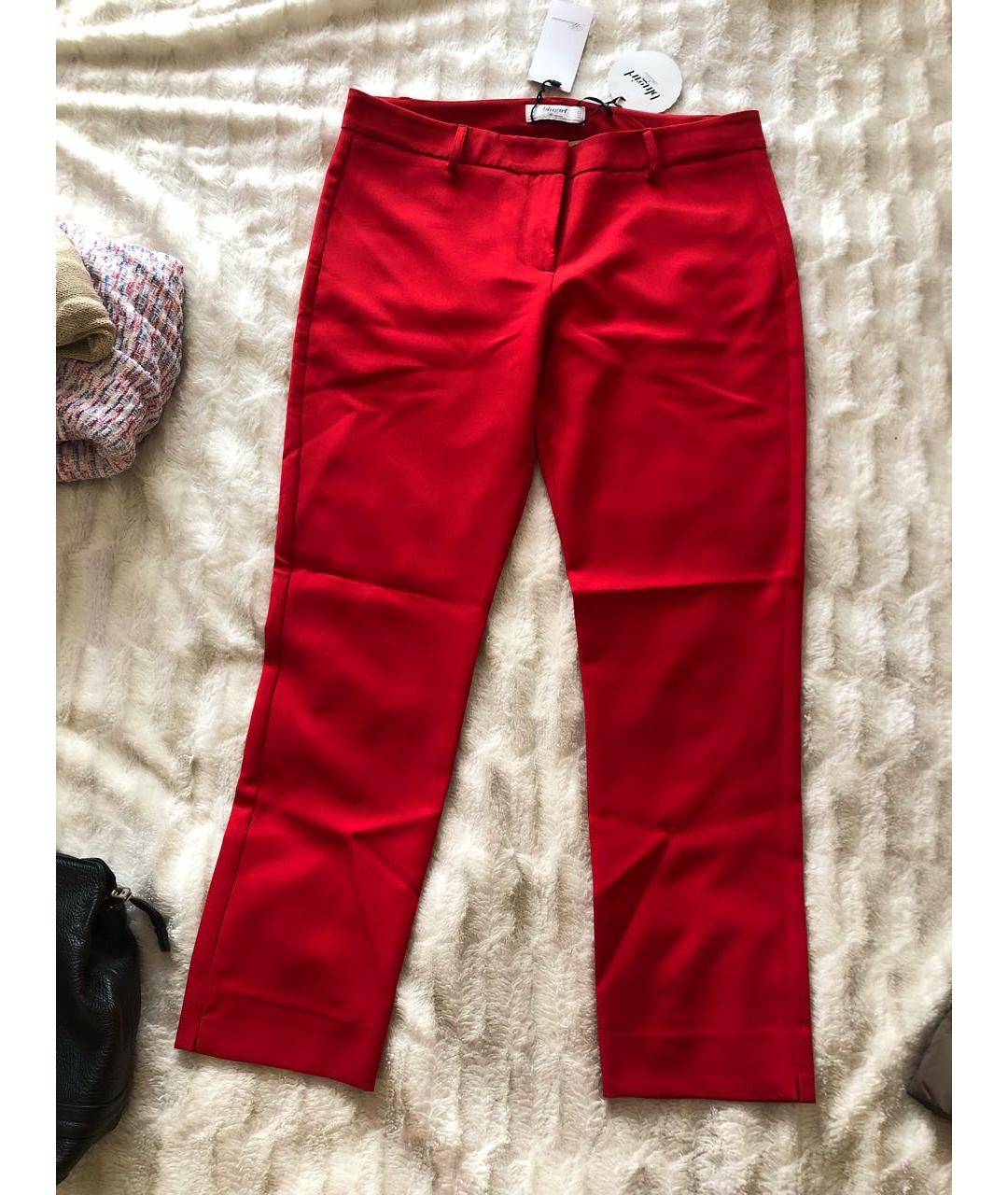 BLUGIRL Красные полиэстеровые прямые брюки, фото 4