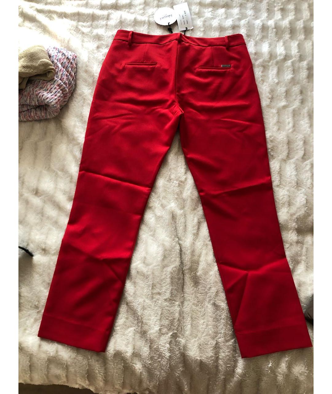 BLUGIRL Красные полиэстеровые прямые брюки, фото 2