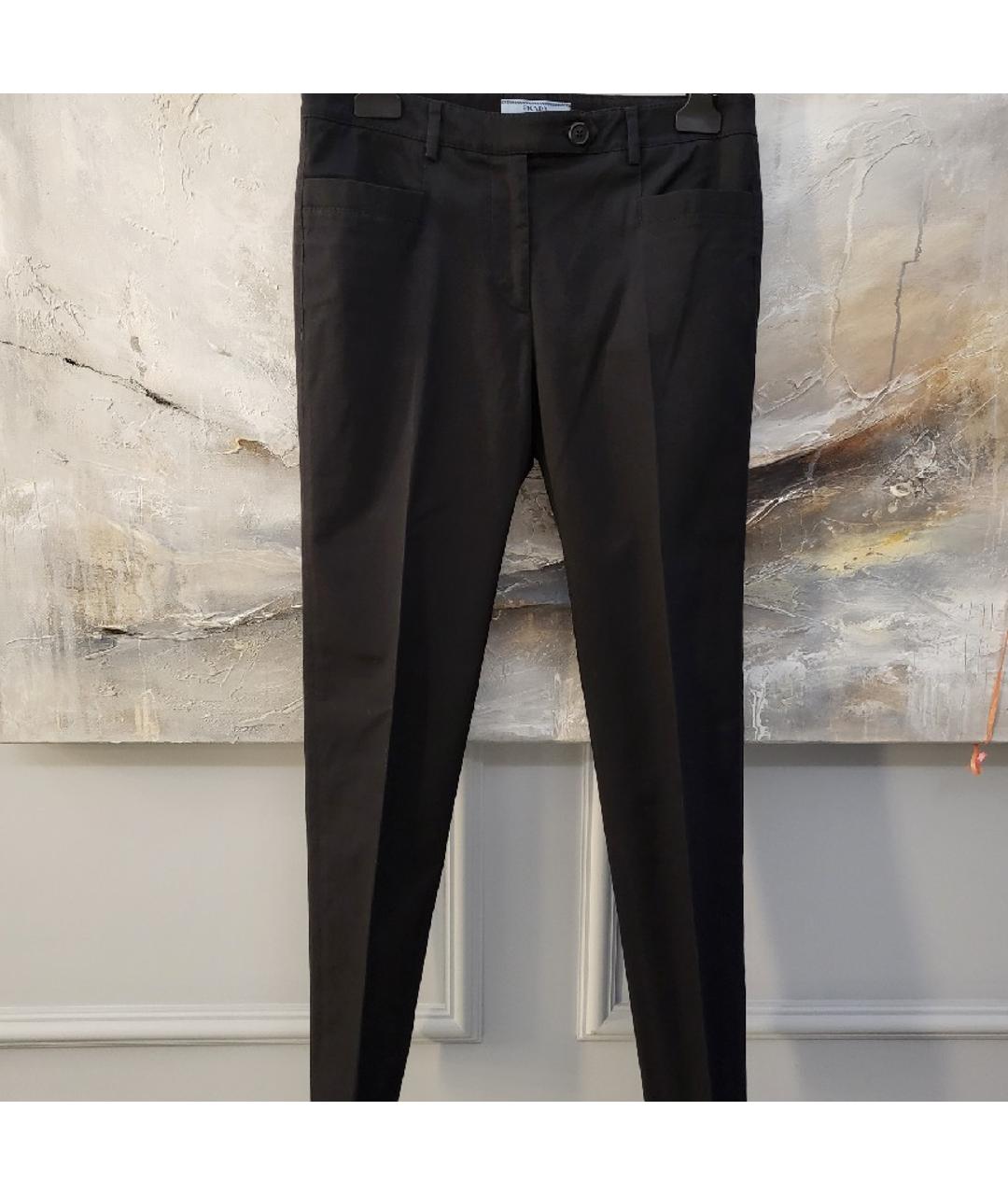 PRADA Черные хлопко-эластановые брюки узкие, фото 5