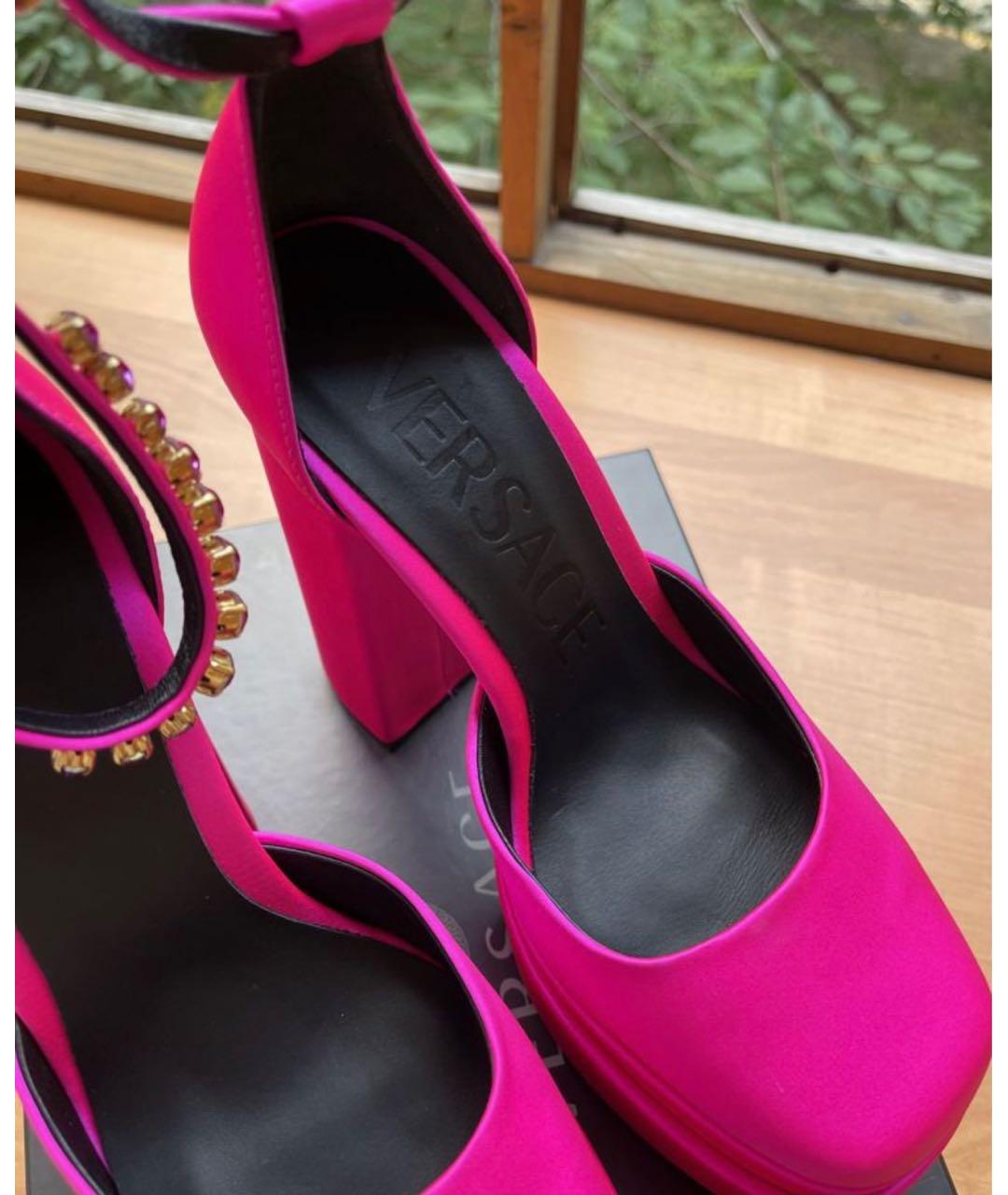 VERSACE Розовые текстильные туфли, фото 7