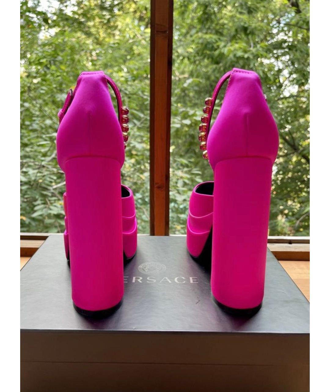 VERSACE Розовые текстильные туфли, фото 5