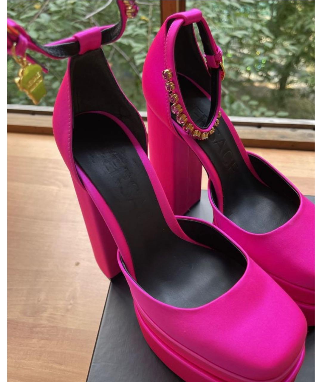 VERSACE Розовые текстильные туфли, фото 6